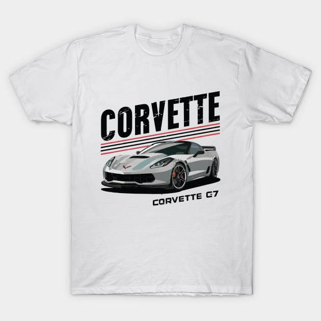 Corvette C7 Z06 JDM Drift Vintage Car T-Shirt by Cruise Dresses